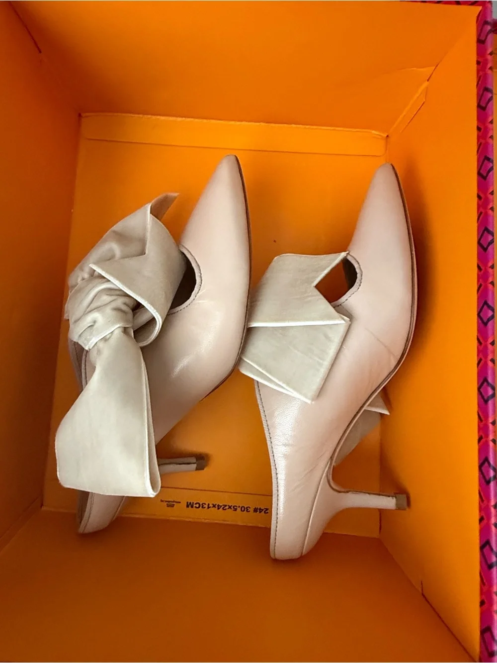Tory Burch Cream Pointed-Toe Slip-On Mules with Oversized Bow